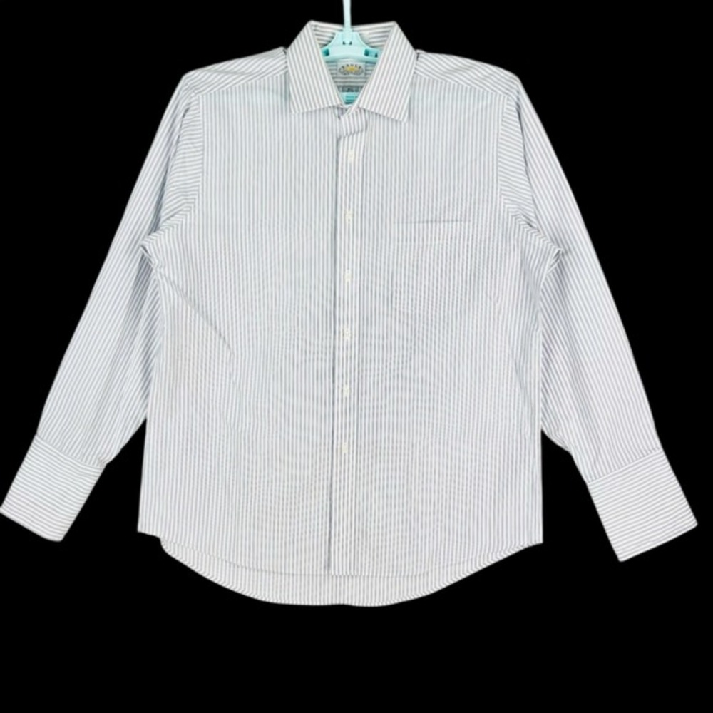 Eagle‎ Men's Striped Button-Down White/Blue Shirt Size 16.5  34/35  French Cuff
